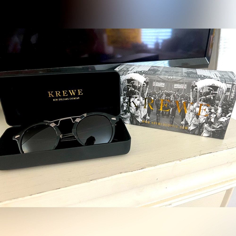 Krewe St Louis Sunglasses Black & Silver Frame